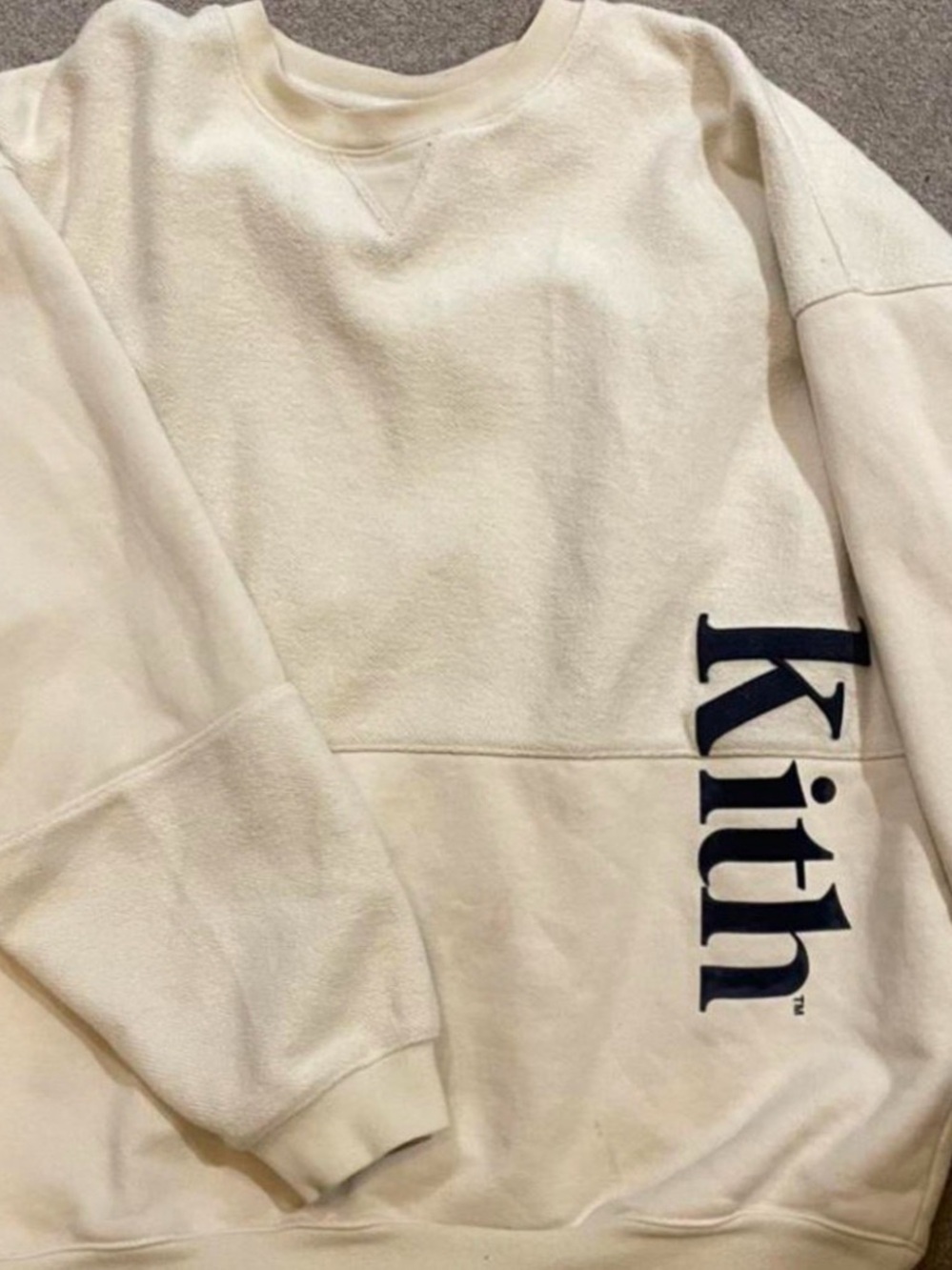 Kith Reverse Paneled Fleece Crewneck Sweatshirt Sediment mens Medium